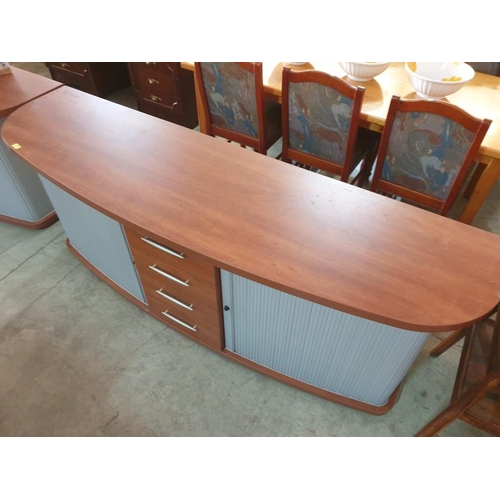 564 - Modern Cherry Colour Wood Bow Front Sideboard Office Unit (or Lounge TV Unit) with 4 - Drawers and S... 