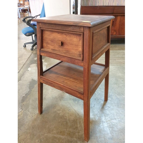 95 - Solid Wood Plant Stand / Side Table with Drawer and Lower Shelf (Top 38cm x 38cm H:80cm)