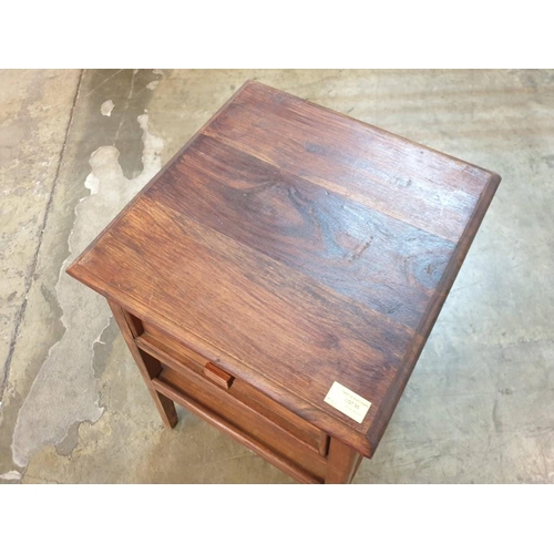 95 - Solid Wood Plant Stand / Side Table with Drawer and Lower Shelf (Top 38cm x 38cm H:80cm)