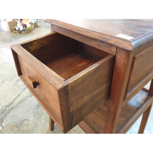 95 - Solid Wood Plant Stand / Side Table with Drawer and Lower Shelf (Top 38cm x 38cm H:80cm)