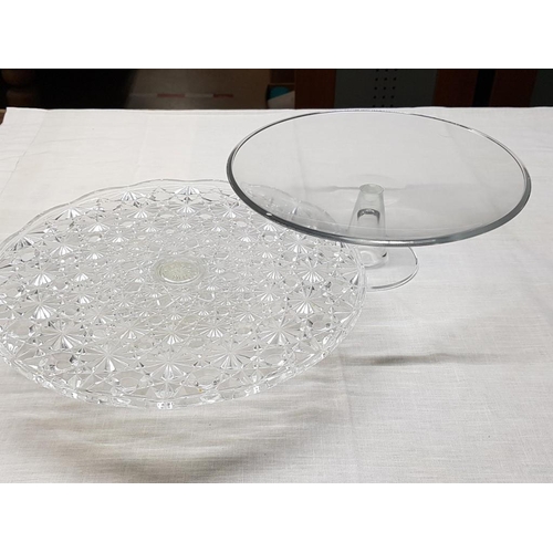 762 - 2 x Cake Glass Stands (1 x Ø32cm x H:7cm and Ø28cm x H:11.5cm)