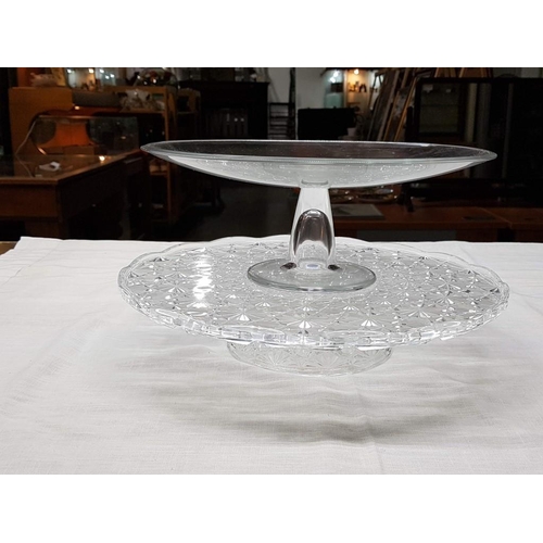 762 - 2 x Cake Glass Stands (1 x Ø32cm x H:7cm and Ø28cm x H:11.5cm)