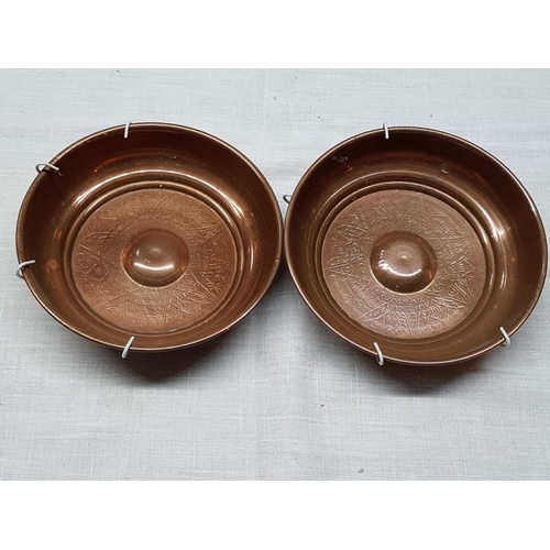 764 - Set of 3 x Copper Decorative Bowls - Wall Ornaments (1 x Ø21cm & 2 x Ø14cm each)