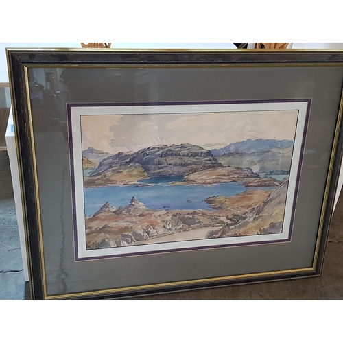 772 - Water Colour Autumnal Mountain Landscape in Frame, Signed (82.5cm x 65cm)