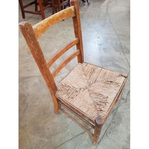 159 - Traditional Country Style Wood / Wicker Rope Children Chair and Stool (A/F)