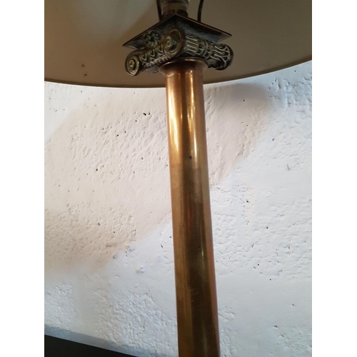 162 - Vintage Classic Lamp with Brass / Wood Base and Beige Lamp shade (Un-Tested - No Plug) (H:73cm)