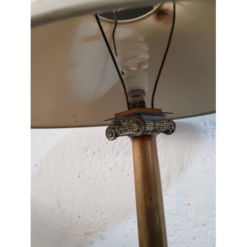 162 - Vintage Classic Lamp with Brass / Wood Base and Beige Lamp shade (Un-Tested - No Plug) (H:73cm)