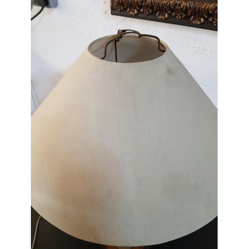 162 - Vintage Classic Lamp with Brass / Wood Base and Beige Lamp shade (Un-Tested - No Plug) (H:73cm)