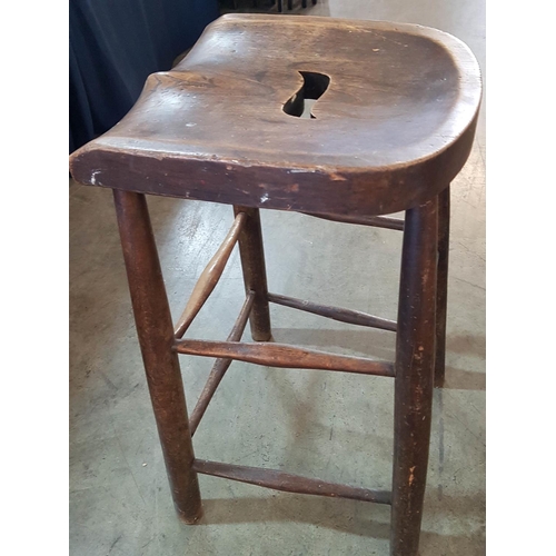 164 - Vintage Solid Wood Bar Stool (with Hole) (70cm x 35cm x 34cm)