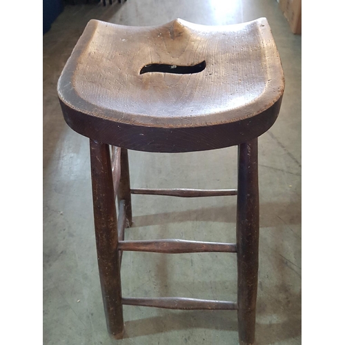 164 - Vintage Solid Wood Bar Stool (with Hole) (70cm x 35cm x 34cm)