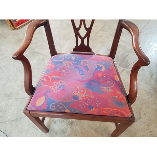 182 - Vintage Armchair with Pierced Splat Back and Fabric (Modern) Seat