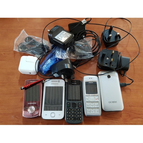 380 - Various of old Fashion Mobile Phones inc; Nokia, Samsung, Alcatel (Some with Chargers)