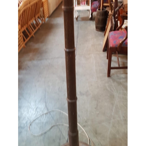 508 - Old Fashion Standing Floor Lamp with Wooden Base and Classic Shade (Un-Tested)