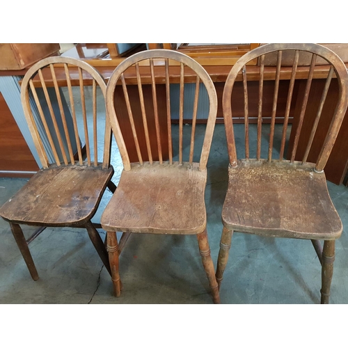 519 - Set of 3 x Solid Wood Country Style Chairs