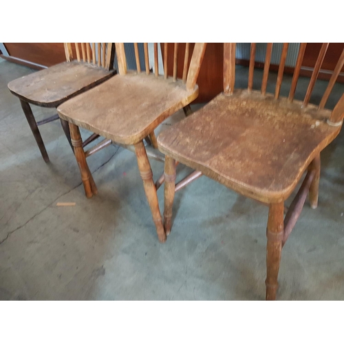 519 - Set of 3 x Solid Wood Country Style Chairs