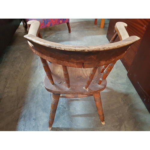 520 - Solid Wood Country Style Armchair with Carvings (a/f)