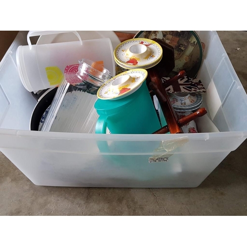 706 - Quantity of Kitchen items inc; Cooking Pot, Water Jars, Mug Holders and Others in Large Plastic Cont... 