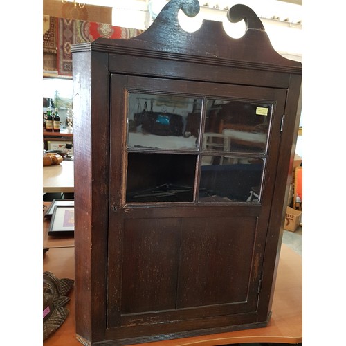 96 - Victorian Solid Wood Corner Cabinet / Unit with Glass in Front Door (One Glass Broken) (110cm x 75cm... 