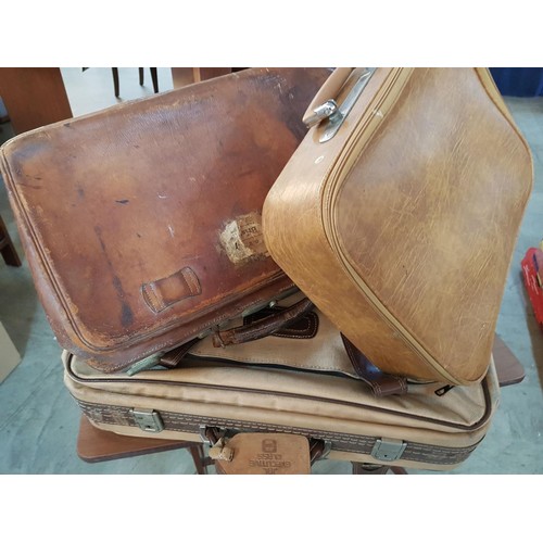 650 - Various of Vintage Suitcases (Leather, Leather Effect and One Other)