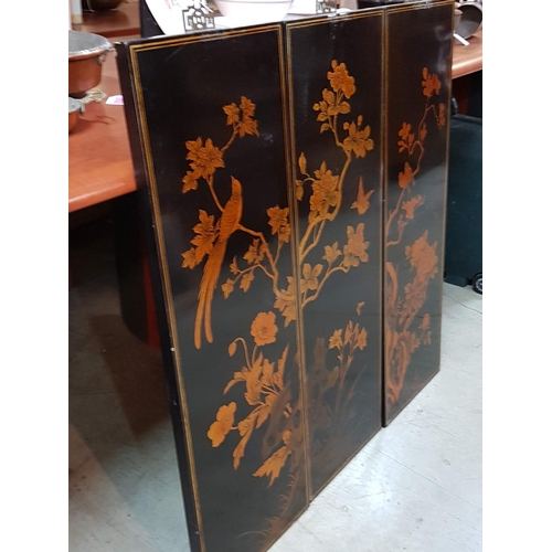 233 - Set of 3 x Chinese Pattern Wooden Wall Panels