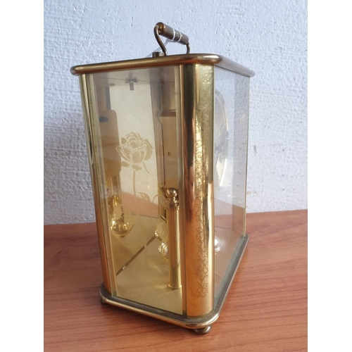 397 - Vintage Haller 4-Ball Anniversary Clock, in Decorative 3-Glass and Brass Case with Quartz Movement, ... 