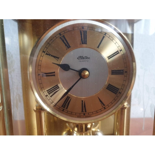 397 - Vintage Haller 4-Ball Anniversary Clock, in Decorative 3-Glass and Brass Case with Quartz Movement, ... 