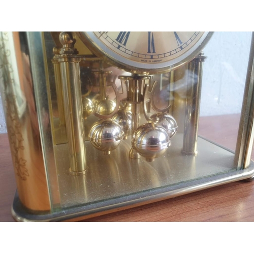 397 - Vintage Haller 4-Ball Anniversary Clock, in Decorative 3-Glass and Brass Case with Quartz Movement, ... 