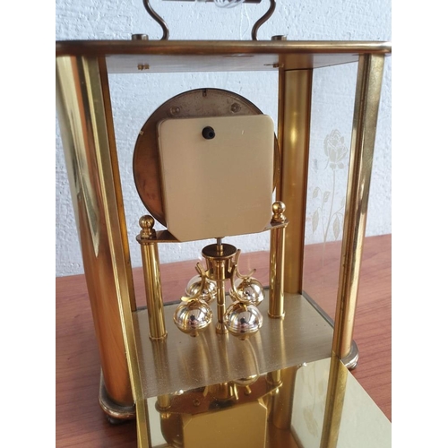 397 - Vintage Haller 4-Ball Anniversary Clock, in Decorative 3-Glass and Brass Case with Quartz Movement, ... 