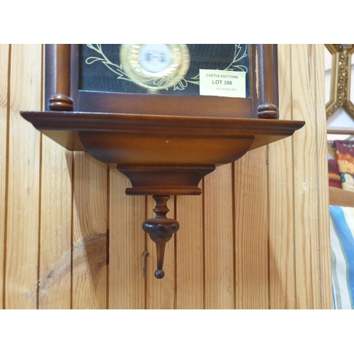 398 - 'Hepa' Wall Clock in Decorative Wooden Case with Key & Pendulum 15-Day Movement