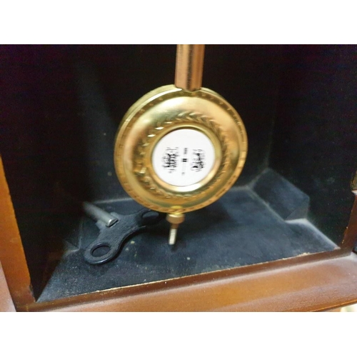 398 - 'Hepa' Wall Clock in Decorative Wooden Case with Key & Pendulum 15-Day Movement