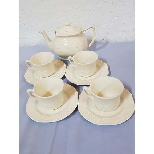 414 - Coffee Set; Coffee Pot and 4 x Cups with matching Saucers (Prinknash Abbey Pottery England)