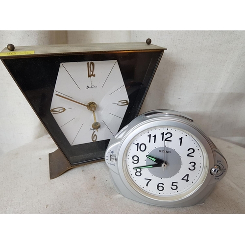 437 - Bentima Vintage Art Deco Clock (Battery Operator) and Modern Seiko Clock / Alarm Clock (Battery Oper... 