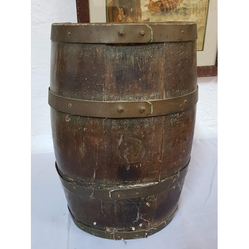 569 - Vintage Solid Wood Barrel with Steel Rims and Various of Wooden Items