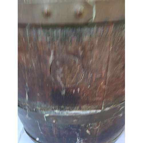 569 - Vintage Solid Wood Barrel with Steel Rims and Various of Wooden Items