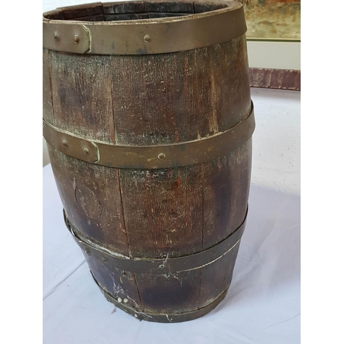 569 - Vintage Solid Wood Barrel with Steel Rims and Various of Wooden Items