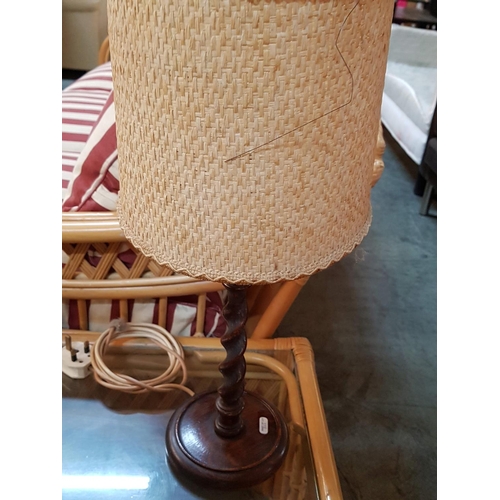 571 - Various of Old Fashion Table Lamps (2 x Wooden Base and 1 x Ceramic with Beige Lampshade) and One La... 