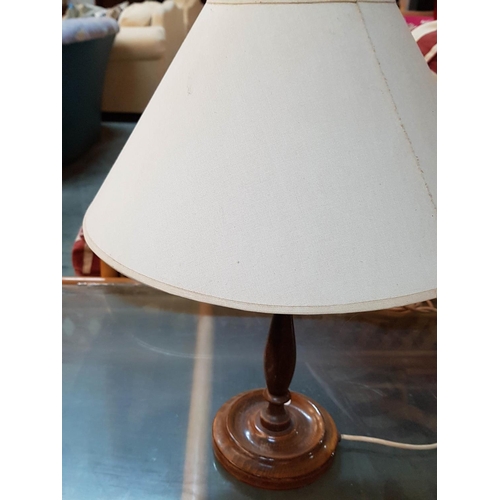 571 - Various of Old Fashion Table Lamps (2 x Wooden Base and 1 x Ceramic with Beige Lampshade) and One La... 