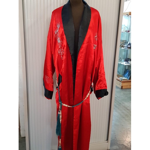 673 - Red / Black / Gold Chinese Dragon Atlan Robe Gown (One Size) in Display Box