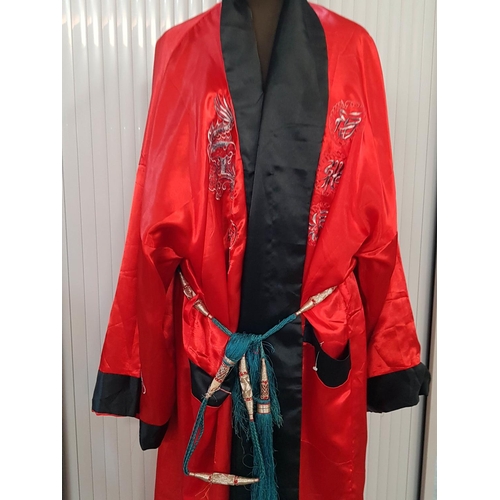 673 - Red / Black / Gold Chinese Dragon Atlan Robe Gown (One Size) in Display Box