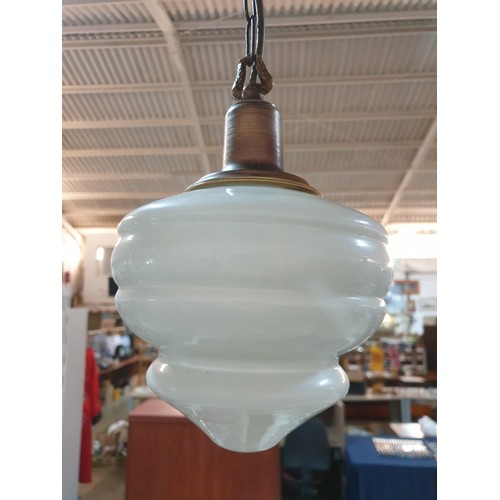 679 - Set of 5 x Matching Hanging Lights with White Glass Shades