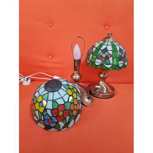 64 - Pair of Tiffany Style Bedside Lamps (A/F) (H:31cm each)