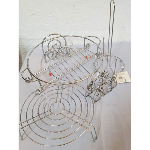 289 - Modern Cutlery Set in Metal / Wicker Holder and Various of Metal Kitchen Accessories (x6)