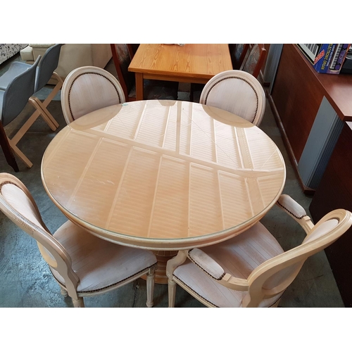 343 - Cream Coloured Round Glass Top Table and 4 x Chairs
