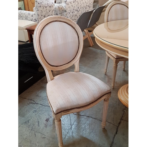 343 - Cream Coloured Round Glass Top Table and 4 x Chairs