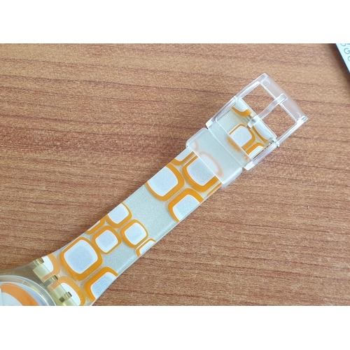 Swatch Watch, Model GE183 Screen View, Swiss Made, Orange 