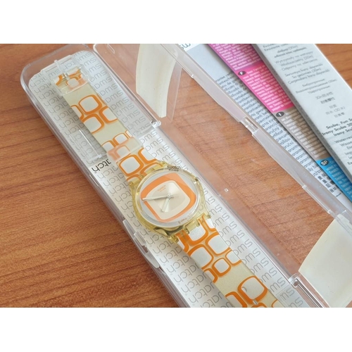 Swatch Watch  GE183  SCREEN VIEW Swatch Watch, Model GE183 Screen View, Swiss Made, Orange  main image 2