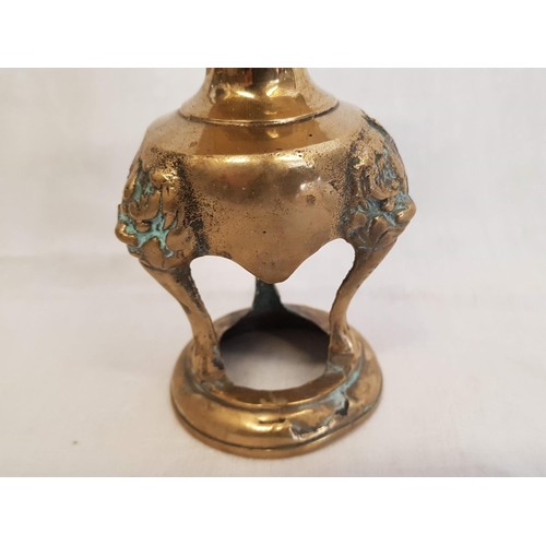 153 - Korena Buddhist Candle Holders (Brass, Vintage) (H:19cm)