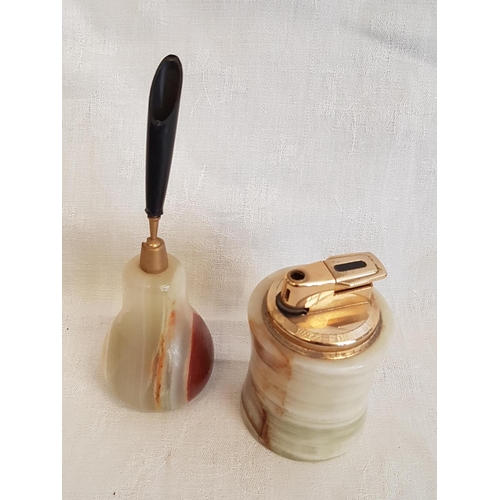 317 - In Onyx Desk Ornaments Lighter Pen Holder, Ashtray