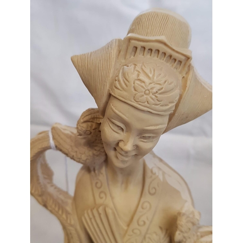 319 - Vintage Resin Asian Couple Statues (H:50cm each)