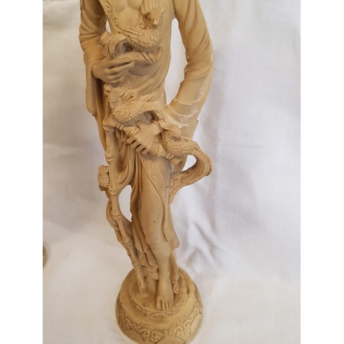 319 - Vintage Resin Asian Couple Statues (H:50cm each)